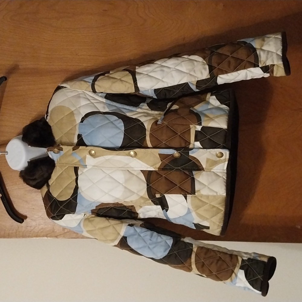 Coach scarf print quilted jacket